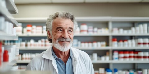 Poster - Portrait of an elderly pharmacist