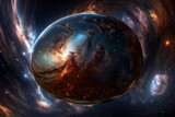Fototapeta Kosmos - Forge an awe-inspiring HDRI spherical panorama capturing a cosmic dance of nebulae, stars, and abstract energy.