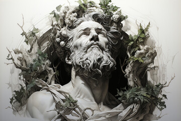 Poster - a laurel wreath placed on a historical figure's statue or monument, honoring their legacy and accomplishments. 