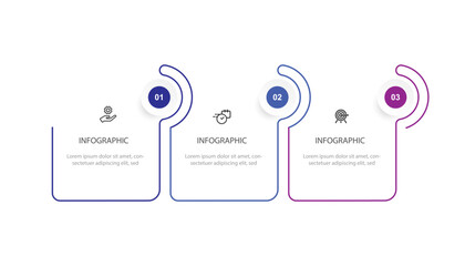 Timeline process infographic template vector element with 3 step process or options 