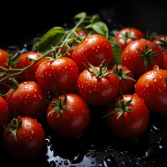 Wall Mural - Tomatoes background. Tomato banner. Close-up food photography