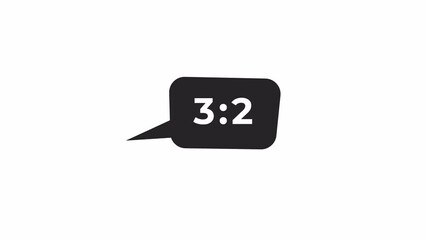 Poster - Score soccer goals speech bubble bw 2D object animation. Match points speech cloud showing up outline cartoon 4K video, alpha channel. Competition scoring animated element isolated on white background