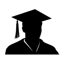 Graduate Student Black Icon On White Background. Graduate Student Silhouette