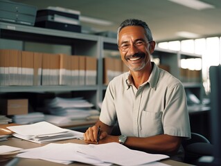 Wall Mural - Approachable Expert: Candid Shot of Middle-Aged Consultant Smiling