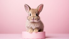 Charming Bunny With Irresistible Expression On Vibrant Studio Backdrop, Creating A Captivating Image