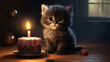 A birthday kitten in a cartoon edition