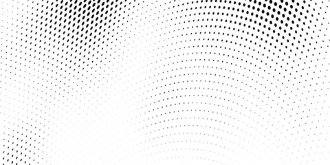 Abstract halftone wave dotted background. Futuristic twisted grunge pattern, dot, circles. Vector modern optical pop art texture for posters, business cards, cover, labels mock-up, stickers layout