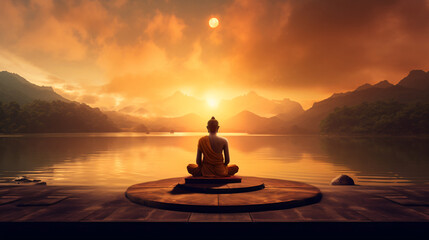 Wall Mural - Mindful Moments of Meditation-Themed PowerPoint Background Image.