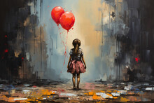Flight Attendant, Wall-painting, Style Of Girl With Balloon, Sprayed On Brickwall, Ai Generative