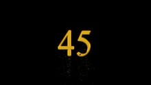 Golden Number 45 With Gold Particles And Alpha Channel