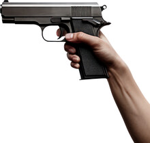 Hand Holding Pistol Gun Transparent Background PNG Clipart 