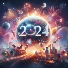 Wall Mural - 2024 new year