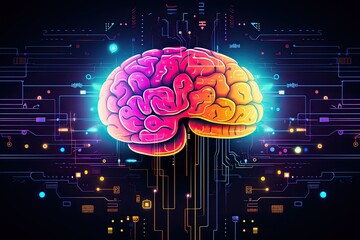 Poster - digital human brain technology illustration