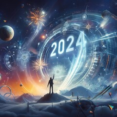 Wall Mural - 2024 new year
