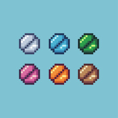 Poster - Pixel art sets of medicine pill with variation color item asset. Simple bits of medicine pixelated style. 8bits perfect for game asset or design asset element for your game design asset.