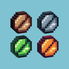 Poster - Isometric Pixel art 3d of medicine pill for items asset. medicine on pixelated style.8bits perfect for game asset or design asset element for your game design asset.