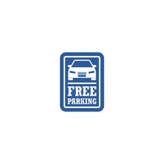 Wall Mural - Free parking sign with car icon isolated on white background