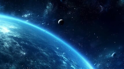 Wall Mural - planet earth in space. planet earth with sun rays and stars in space. planet earth in space with vis