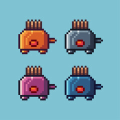 Poster - Pixel art sets of bread toasterwith variation color item asset. Simple bits of toaster pixelated style. 8bits perfect for game asset or design asset element for your game design asset.