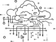 © starxs - Big Data Cloud Computing Infrastructure Vintage Outline Icon In Hand-drawn Style