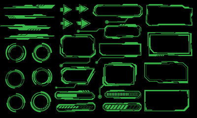 Poster - Green line cyber interface elements holographic on black design ultramodern futuristic  vector