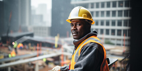 Wall Mural - Construction Worker at Urban Building Site