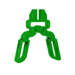 Wall Mural - Green Pliers tool icon isolated on transparent background. Pliers work industry mechanical plumbing tool.