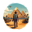Tourists and pyramids, Egypt tourism concept