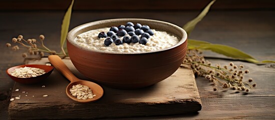 I enjoy starting my day with a warm bowl of nutritious porridge made from organic wheat as the earthy aroma of the wooden spoon mixes with the comforting background of nature creating a soot