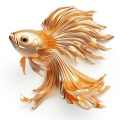 Wall Mural - A gold fighting fish is shown on a white surface.