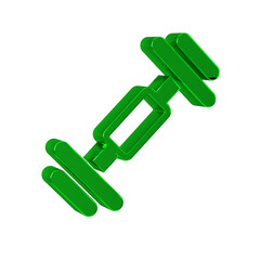 Poster - Green Dumbbell icon isolated on transparent background. Muscle lifting, fitness barbell, sports equipment.