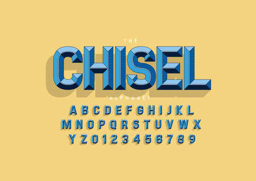 Vector of stylized modern font and alphabet