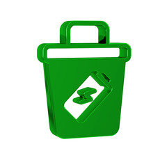 Wall Mural - Green Trash can icon isolated on transparent background. Garbage bin sign. Recycle basket icon. Office trash icon.