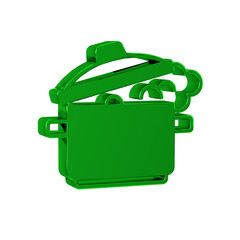 Sticker - Green Cooking pot icon isolated on transparent background. Boil or stew food symbol.