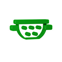 Sticker - Green Kitchen colander icon isolated on transparent background. Cooking utensil. Cutlery sign.