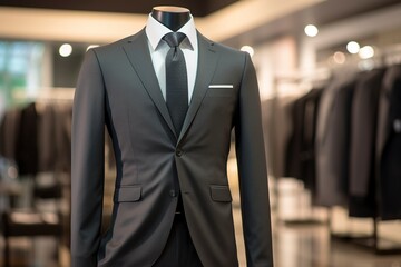 Men's suit, shown on a mannequin, elegant and exclusively designed for successful men.