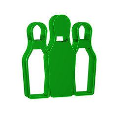 Poster - Green Bowling pin icon isolated on transparent background. Juggling clubs, circus skittles.