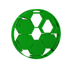 Poster - Green Soccer football ball icon isolated on transparent background. Sport equipment.