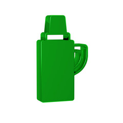 Poster - Green Thermos container icon isolated on transparent background. Thermo flask icon. Camping and hiking equipment.