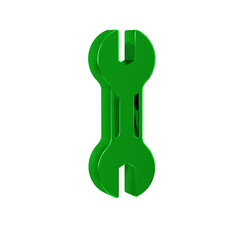 Poster - Green Wrench spanner icon isolated on transparent background. Spanner repair tool. Service tool symbol.