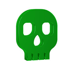 Poster - Green Skull icon isolated on transparent background. Happy Halloween party.