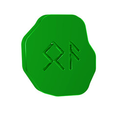 Canvas Print - Green Magic runes icon isolated on transparent background.