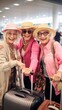 pensioner friends, elderly people are going on a vacation trip senior happy people's day concept