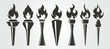 vector of vintage torch set logo symbol illustration design, various of fire flame torch design