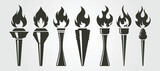 Fototapeta  - vector of vintage torch set logo symbol illustration design, various of fire flame torch design