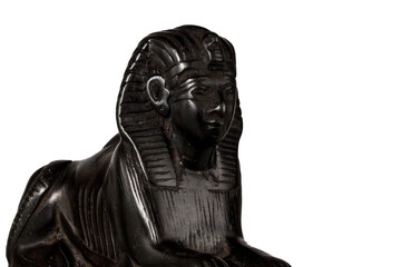 Aufkleber - Black stone sphinx statue isolated on white background.