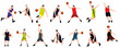 © LazyArtist - basketball player set. Group of different basketball players in different playing action. Set of basketball players throwing ball isolated on white background