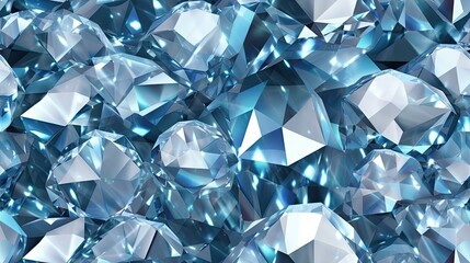 Wall Mural - Seamless Blue Diamond pattern background, abstract gem, crystal texture close up, illustration of a background