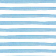 Hand drawn striped seamless watercolor pattern, blue stripes on a white background, childish bright brush strokes with a nautical theme.