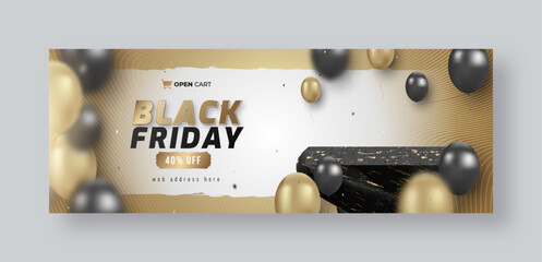 Wall Mural - Black friday sale social media facebook cover web banner template